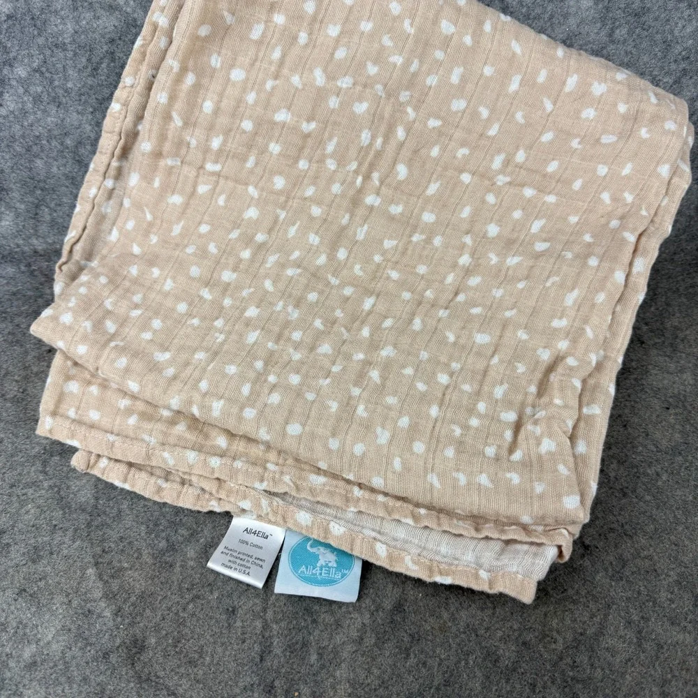 All4Ella Aussie Muslin Wrap Beige White‎ Dot Swaddle Lightweight 100% cotton